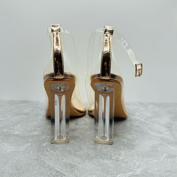 Only Maker Clear Rose Gold Strap Point Toe Pump Heels Size EU 45 - Picture 6 of 11